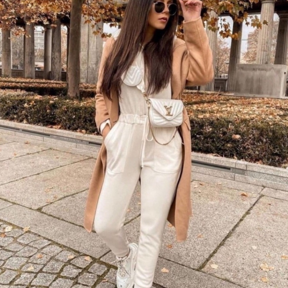 Zara Ecru Cream Zipped and Drawstring Waist Soft Touch Jumpsuit BNWT Large